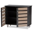 thumbnail image 2 of Baxton Studio Gisela Two-Tone Oak Wood 2-Door Shoe Cabinet in Dark Gray, 2 of 9