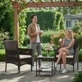 thumbnail image 6 of 3-Piece Patio Furniture Set,Outdoor Wicker Conversation Furniture Sets Modern Star-Patterned Openwork Rattan Chairs with Coffee Table for Backyard Deck,Dark Brown and Beige, 6 of 14