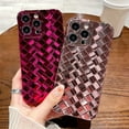 thumbnail image 3 of Compatible with iPhone Case,Glitter Electro Plated Liquid Silicone Argyle Checkered Camera Lens Protection Soft Shockproof Cover Phone Case (Red,iPhone 15 Pro), 3 of 7