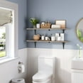 thumbnail image 6 of HOOBRO Set of 2 39.4-Inch Floating Wall Shelves with Metal Brackets, Greige and Black, 6 of 9
