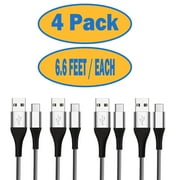 USB Type C Cable Type C USB cable USB Type C Cable Fast Charging USB Cable Type C Compatible for Galaxy S20 S10 S9 S8 Plus S10E A10e A20 A51 A71 Note 20 10 9 8 Moto G8 G7, 6.6 FT Braided 4 Pack