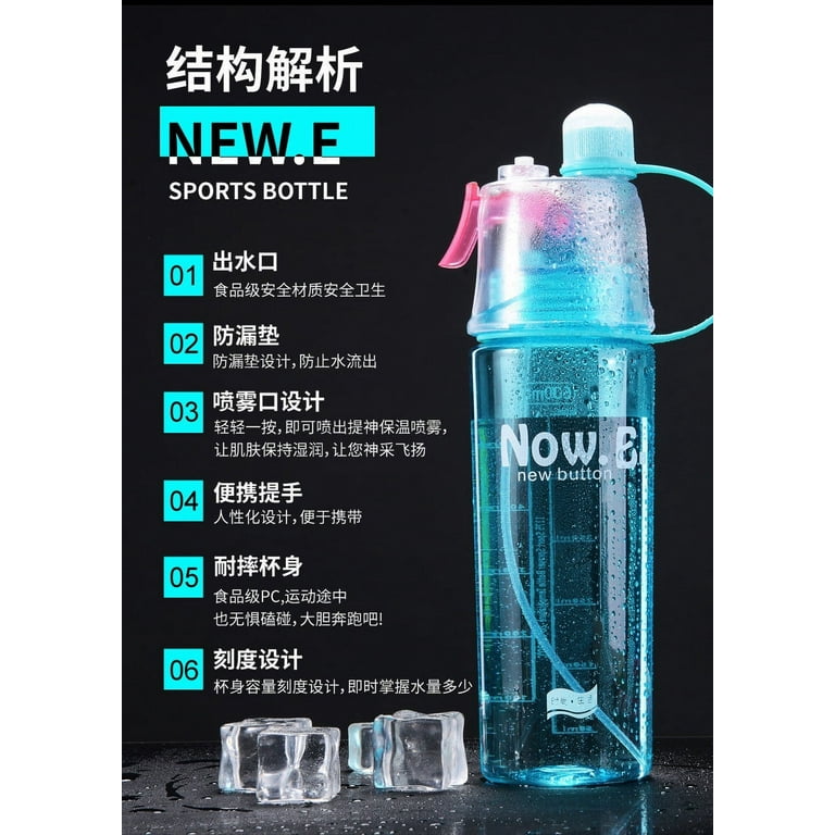SHENGXINY Water Bottles Clearance Sports Outdoor Spray Water Bottle Water  Bottle, Easy To Carry Water Cup 600Ml Blue