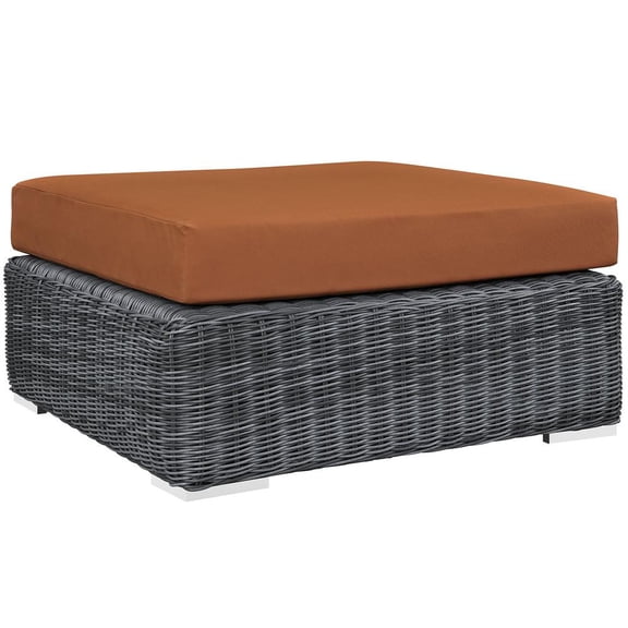 Modway Summon Outdoor Patio Sunbrella? Square Ottoman in Canvas Tuscan