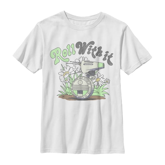 Boy's Star Wars: The Rise of Skywalker D-0 Roll With It  Graphic Tee White Large