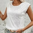 thumbnail image 6 of Hauaitttt Women Solid Color Sequin Round Neck Tank Top and Party Wear Womens Tops and Tees under Scrub Women Long Sleeve Shirts Medium T Shirt Short Sleeve T Shirt Layering Tee Long Sleeve Women, 6 of 9