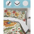 thumbnail image 4 of Quilts Full Size Bedding Set, Green Yellow Paisley Lightweight Quilted Comforter, Vintage Boho Floral Botanical Soft Reversible Bedspread Coverlet with Pillow Covers for All Season, 78" x 90", 4 of 7