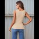 thumbnail image 5 of Camiseta Sin Mangas de Punto Acanalado Informal con Cuello Cuadrado de Verano para Mujer, Color Albaricoque L, 5 of 6
