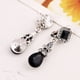 thumbnail image 3 of Clips para pendientes vintage sin pinzas para orejas perforadas Pendientes largos para mujer (negro), 3 of 4