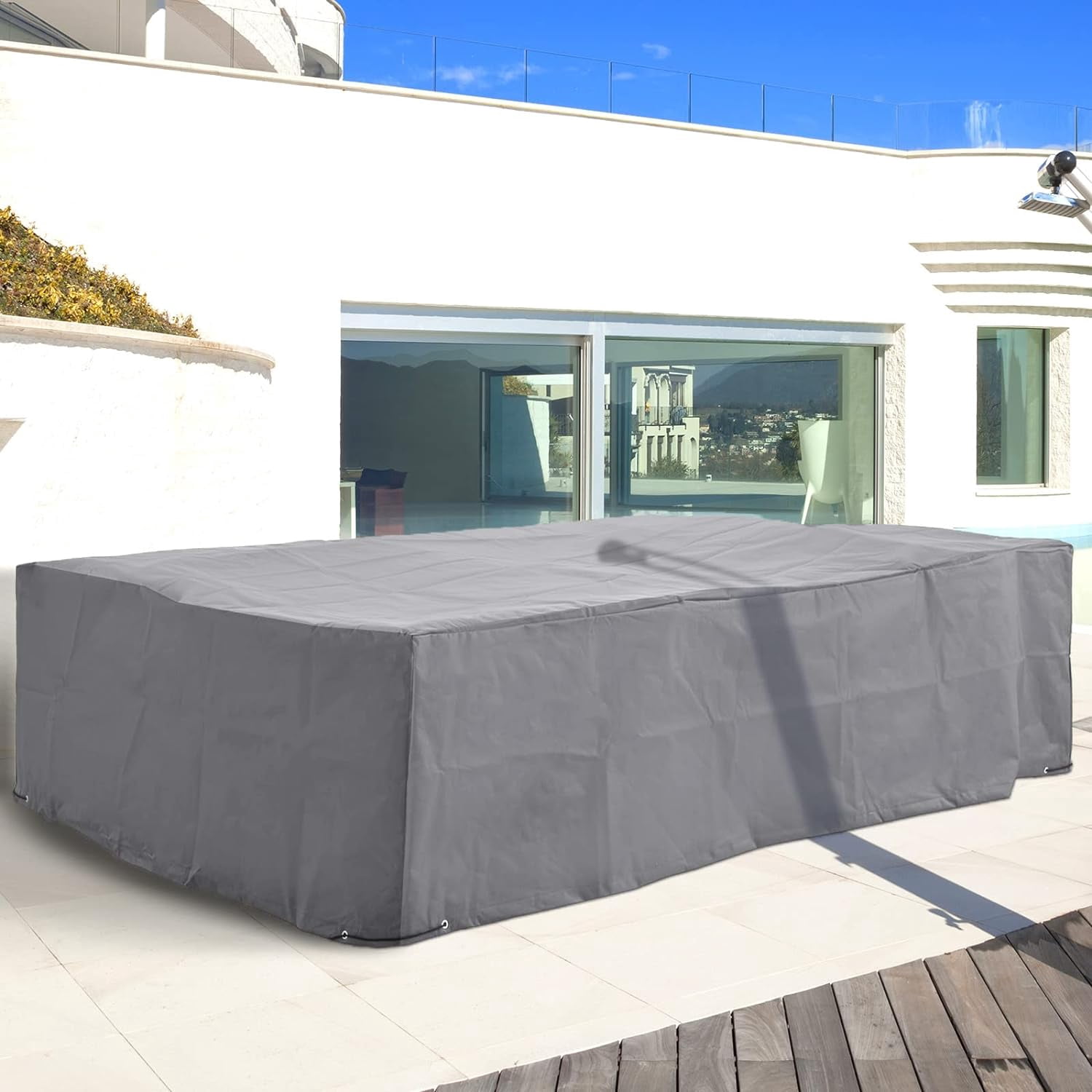 GMNIU 97" x 65" x 26" Heavy Duty Outdoor Sectional Sofa Cover, Waterproof Patio Furniture Cover for Weather Protection, Gray