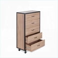 thumbnail image 4 of Chests & Wardrobes, Industrial Weathered Light Oak 5-Drawer Chest with Metal Glides & Casters | Oak | Particle Board+MDF, 4 of 6