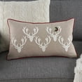 thumbnail image 3 of Mina Victory Holiday Pillows Embrd Deer & Holly Natural 12" x 20" Area Rug, (12x20), 3 of 5
