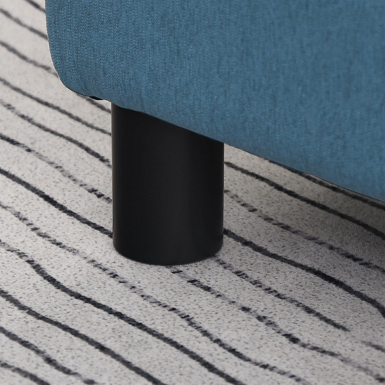 Demi Bonn 15" Compact Ottoman Footrest, Linen Fabric & Plastic Legs Stool, Living Room Cube Footstool, Blue