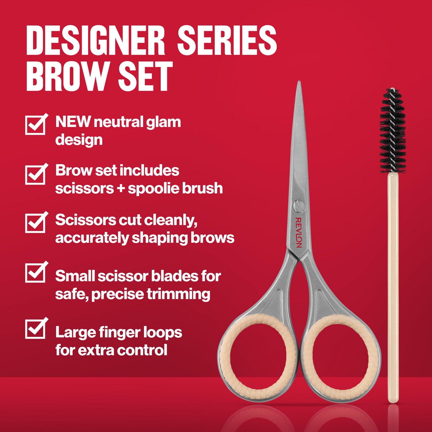 Revlon® The Designer Collection Brow Set, Includes scissors and spoolie brush.