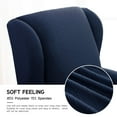 thumbnail image 4 of Enova Home 2 Piece Wingback Chair Slipcover Super Stretch Rhombus Jacquard Spandex Fabric Wingback/Wing Chair Slipcovers with T-Cushion Cover (Dark Blue), 4 of 5
