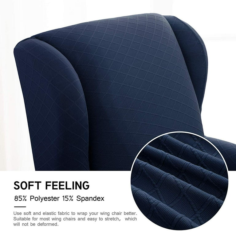 Enova Home Dark Blue Wingback Chair Slipcover, Stretch