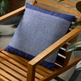 thumbnail image 3 of TOWN & COUNTRY TERRA Alara Solid Border Handcrafted Indoor Outdoor Decorative Pillow, 100% Recycled Materials, UV Fade Resistant, Water Repellent, Blue/Ivory, 20"x20", 3 of 9