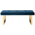 thumbnail image 3 of Posh Living Myles Tufted Velvet Bench with Stainless Steel Legs in Blue/Gold, 3 of 8