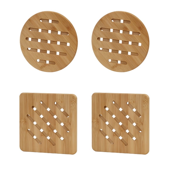 ACDANC Natural Bamboo Trivet,Set of 4 Non Slip Heat Resistant Trivet 20 20 20