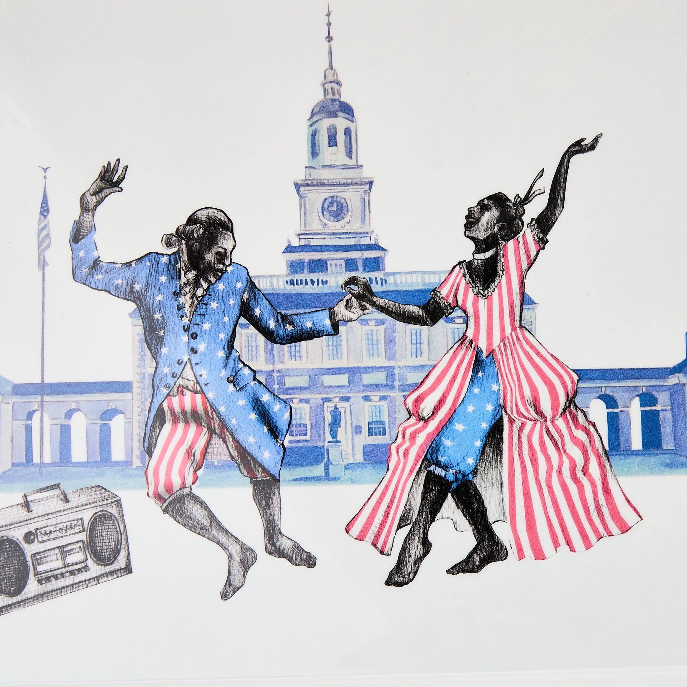 Sheila Bridges Harlem Toile Dancing Melamine 14.37" x 19.37" Handled Serving Tray