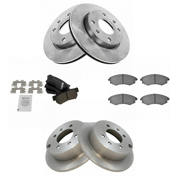 TRQ Front and Rear Brake Pad & Rotor Kit Brake Pads Brake Rotor Semi-Metallic Fits Select 2001 Kia Optima