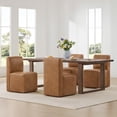 thumbnail image 2 of Spruce & Spring Upholstered Dining Chairs with Hidden Casters Set of 2, Cognac, 2 of 14