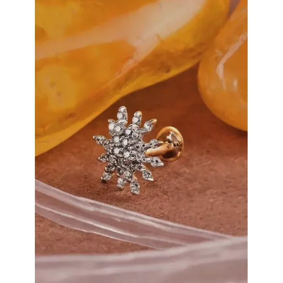 0.30 CT Lab Created Round Cut Diamond Women's Nose Pin 14K Yellow Gold Plated