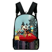 The Cuphead Show Merch Oxford Cloth Shoulder Backpack Multi Zipper Pack Casual Student School Bag