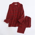 thumbnail image 3 of VISALY Women Pajama Sets Two Piece Pajama Set Plaid Fashion Sleepwear Comfort Soft Button Down Pajamas Cotton Breathable Longrwear Long Sleeve Lapel Shirt with Pocket Long Pant Fall Black L, 3 of 4