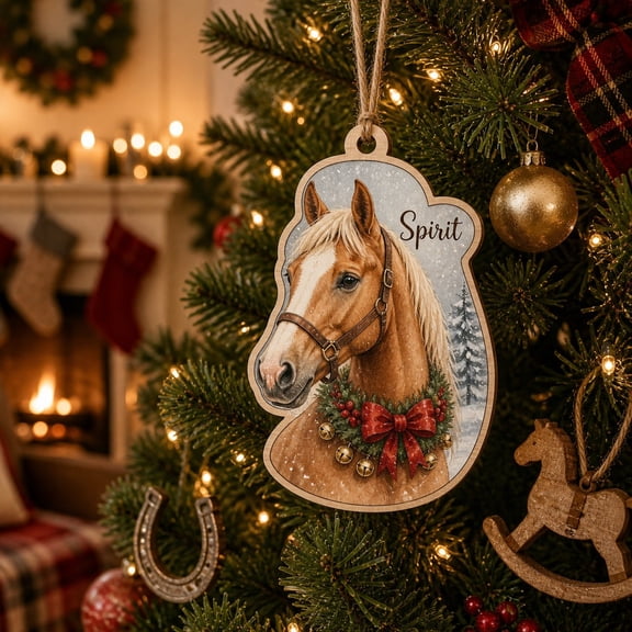 Christmas Ornament Spirit Horse Wooden Tree Hanging for Horse Lovers