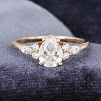 Jewelerix Pear Cut Ring Moissanite Diamond Engagement Ring 2 CT Plated Rose Gold Proposal Mother's Day Surprise Gift