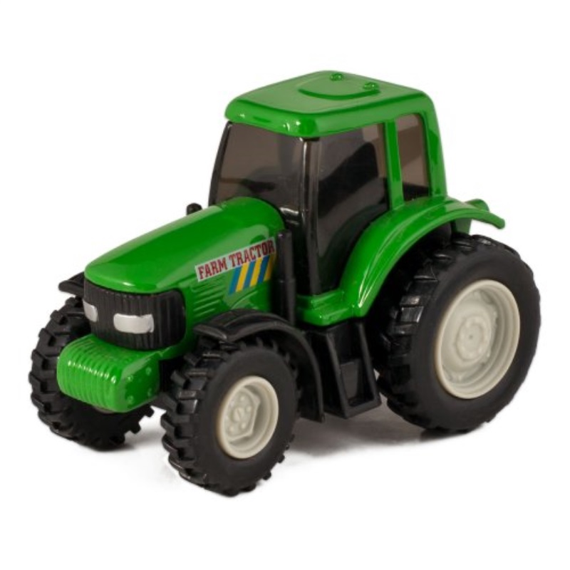 Green Die Cast Metal Farm Tractor Toy with Pull Back Action by Master