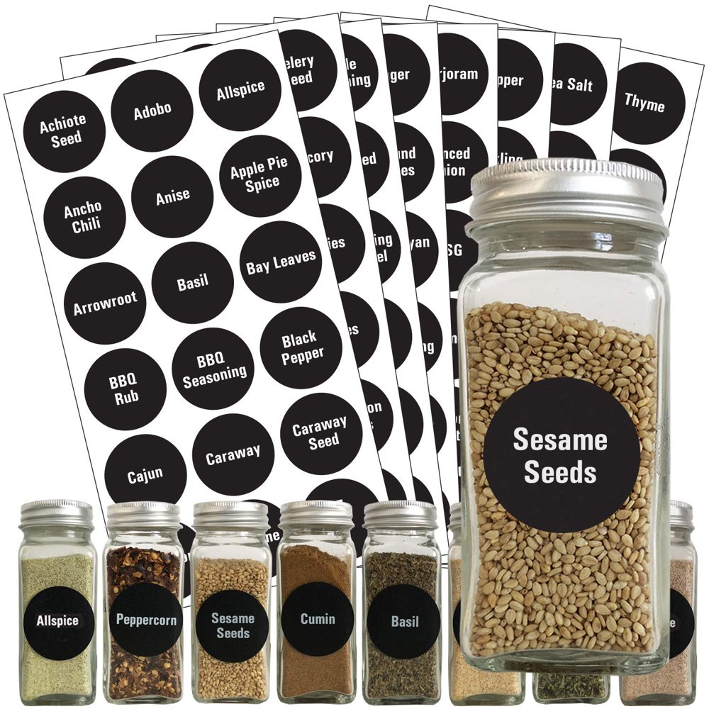Talented Kitchen Round Spice Labels 144 Preprinted Chalkboard Spice