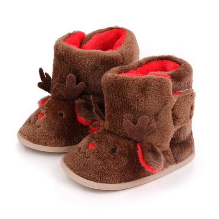 

Christmas Clearance Items LIDYCE Infant Girls Christmas Indoor Soft-Soled Princess Shoes Baby Walking Shoes Brown 14