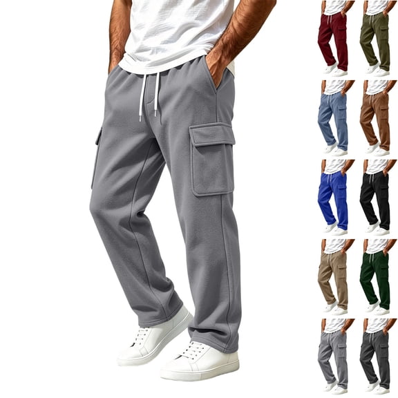 BVOFAR Cargo Sweatpants for Men Wide Leg Baggy Sweatpants Loose Soft Drawstring Elastic Waisted Pant with Pockets Black XXXL