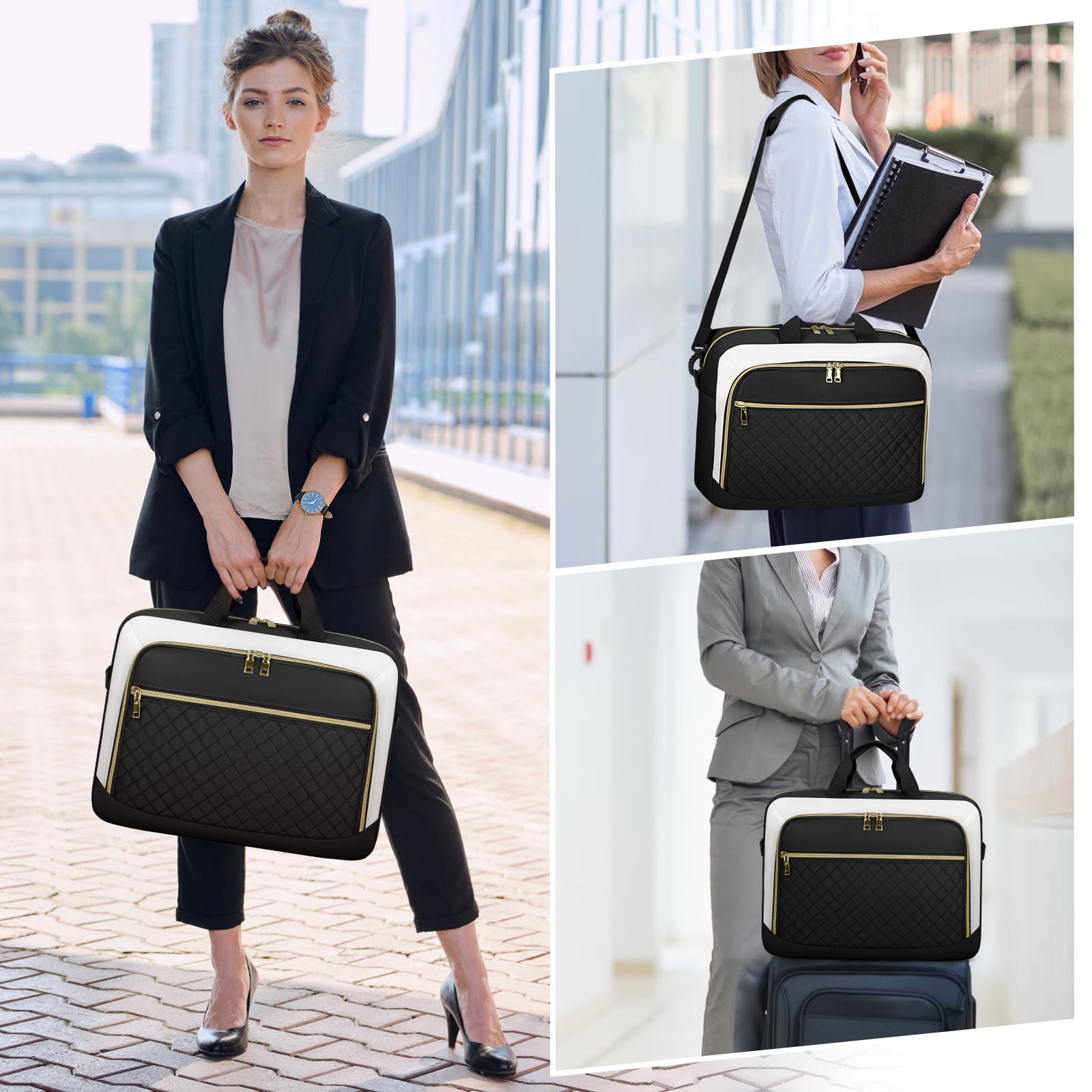Laptop Bag 17.3 Inch Laptop Briefcase for Women Men Messenger Bag Waterproof Shoulder Large Computer Bag for Business Office Work College,Black