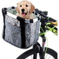 thumbnail image 1 of Bike Basket with Dog Seat Belt, Phone Pouch and Drawstring Cover, Quick-Release Detachable Foldable Bicycle Basket, 1 of 4
