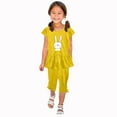 thumbnail image 3 of Piuwrlz Kids Short Sets Boys Girls Summer Outfit Set Printed Round Neck Tight Shirt T-Shirt and Shorts Set Yellow Size 5 Years, 3 of 6