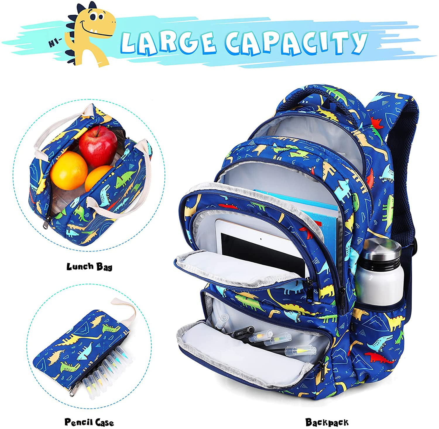  azlcmwe Alphabet Lore Backpack For School Bookbag Rucksack For  Kids Boys Teen Girls 3 Pc Set With Lunch Box Pencil Case Laptop Trave  Backpack Waterproof 17 : Electronics