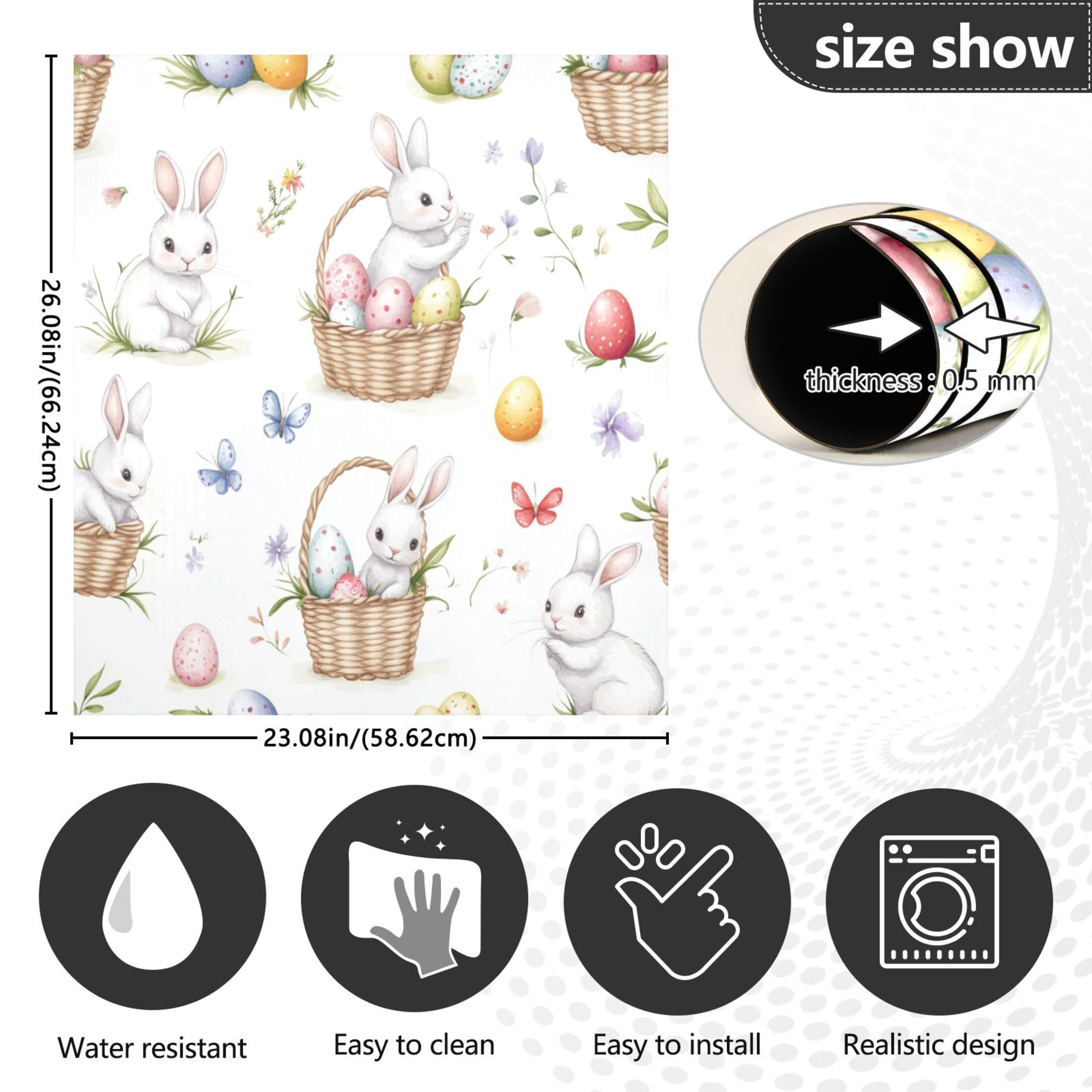 Dishwasher Sticker Dishwasher Cover Magnet Refrigerator Home Decorative Art Kitchen Panel Decal Easter Bunnies and Baskets 23x26 Inch