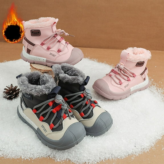 Miluxas Kids Snow Boots Girls Winter Warm Waterproof Outdoor Slip Resistant Cold Weather Girls' Casual Shoes (Toddler/Little Kid/Big Kid) Pink 4 M(37)