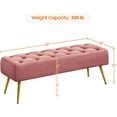 thumbnail image 2 of OWNEN Modern Ottoman Bench, Upholstered Faux Fur Fabric Entryway Benches with Gold Metal Frame for Living Room Vintage Indoor Benches End Bed Bench Footrest Ottoman,Pink, 2 of 7
