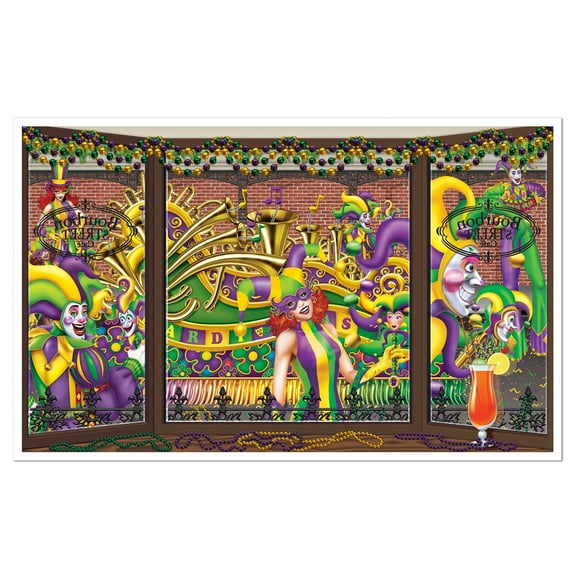 Party Central Pack of 6 Purple and Yellow Mardi Gras Parade Party Wall Decors 62"