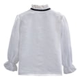 thumbnail image 5 of Agkizg Girls Ruffled Collar Button Down Shirt, Long Sleeve Blouse with Lace Hem, School Casual Top for Kids, Cute Layering Tee, Sizes 5-6 Years, 5 of 5