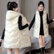 thumbnail image 4 of Chaleco grueso con capucha para mujer, abrigo sin mangas, talla grande, largo, cálido, chaleco de algodón, Tops de invierno, nuevo, 2022, 4 of 4
