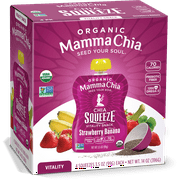 Mamma Chia Strawberry Banana Organic Chia Squeeze Pouch, 3.5 oz, 4 Pouches