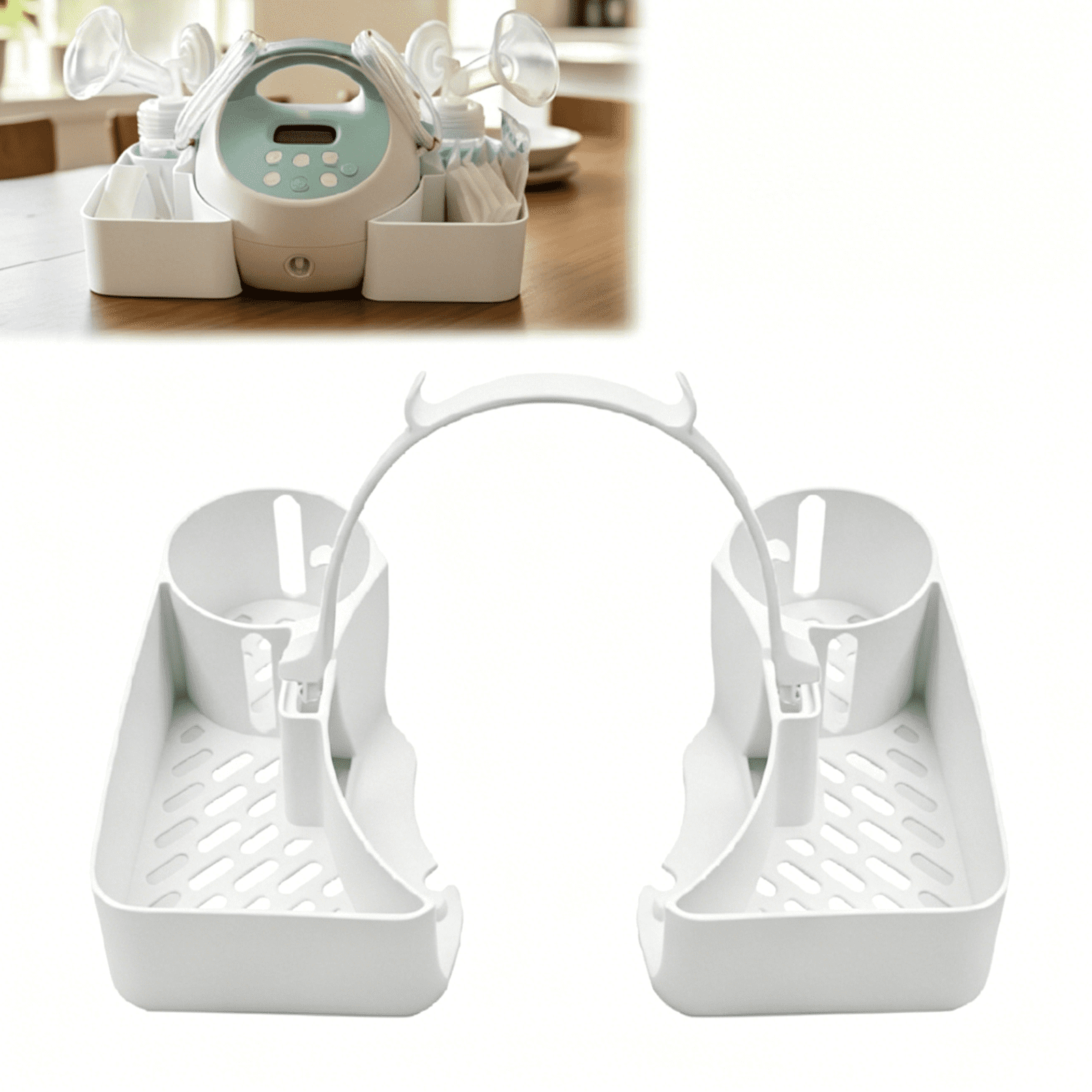 Organizer Compatible with Spectra S1/S2 Breast Pump, Portable Pump Organizer Tray with Handle Clamp, Hands-Free Pumping Station