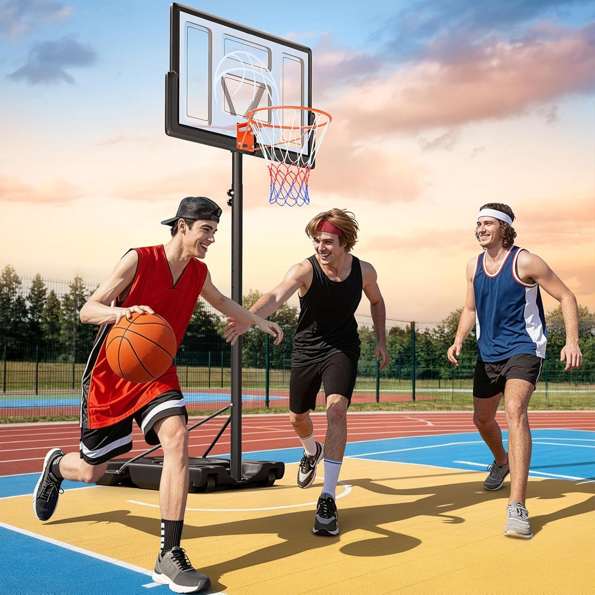Toremore 44" Basketball Hoop Outdoor 4.43-10ft Adjustable, Portable Basketball Hoop Goal System with Shatterproof Backboard and Larger Base for Kids Youth and Adults