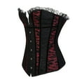 thumbnail image 4 of POIUYTR Womens Corsets Floral with Black Lace Trim Corset Satin Overbust Waist Cincher Bustier Steampunk Corset, 4 of 6