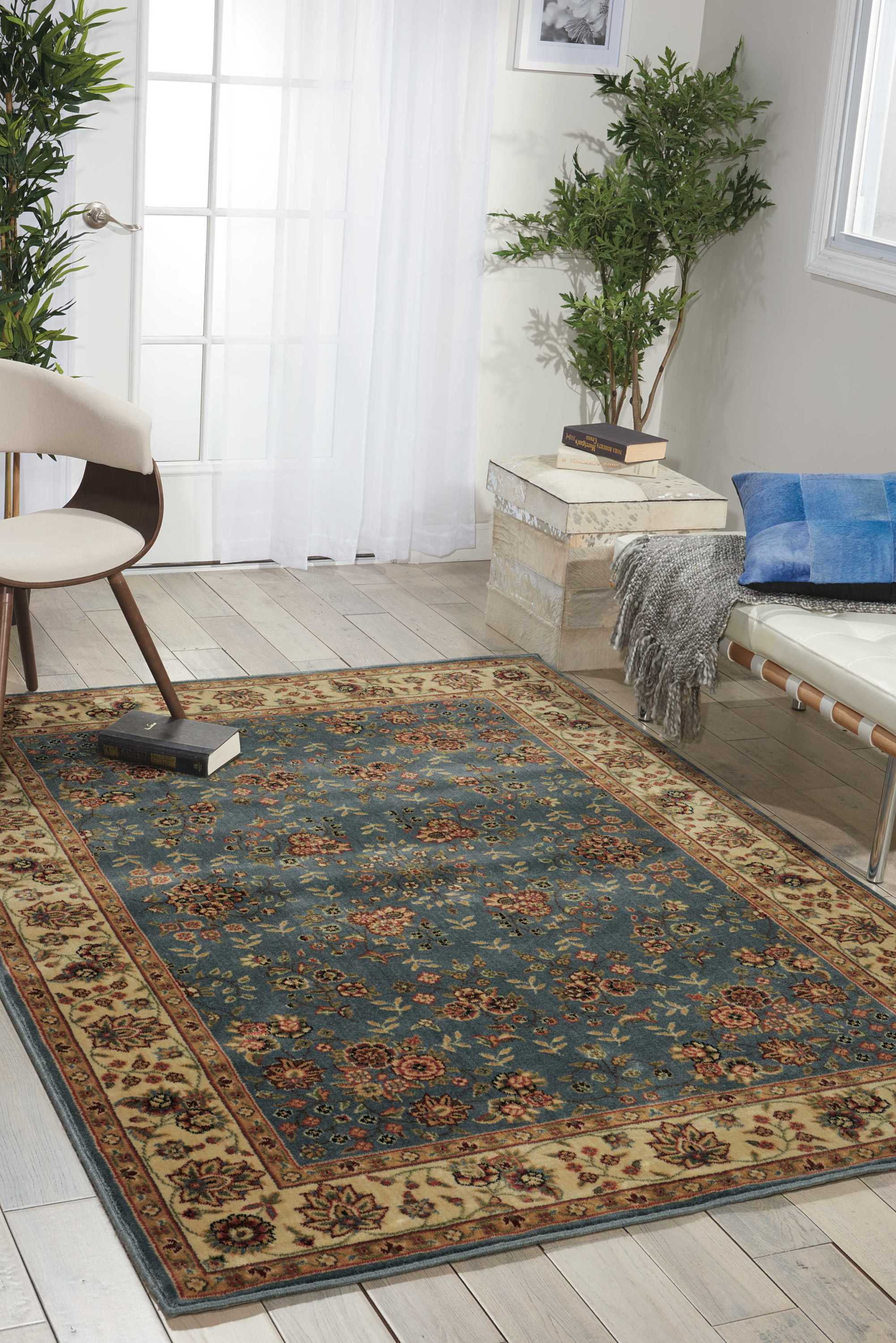 Nourison Persian Arts Oriental Bordered Light Blue Area Rug