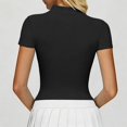 thumbnail image 4 of WERYOUNG Seamless Yoga Short Sleeve T Shirts For Women With Front Zipper Lightweight Breathable Running Gym Tees Versatile Tops L, 4 of 6
